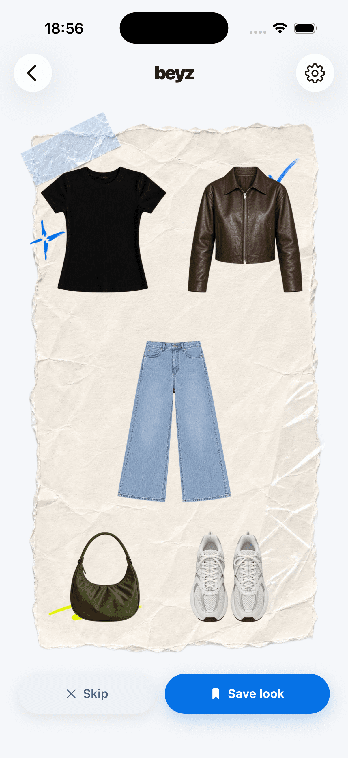 A complete saved look made from wardrobe pieces in Beyz